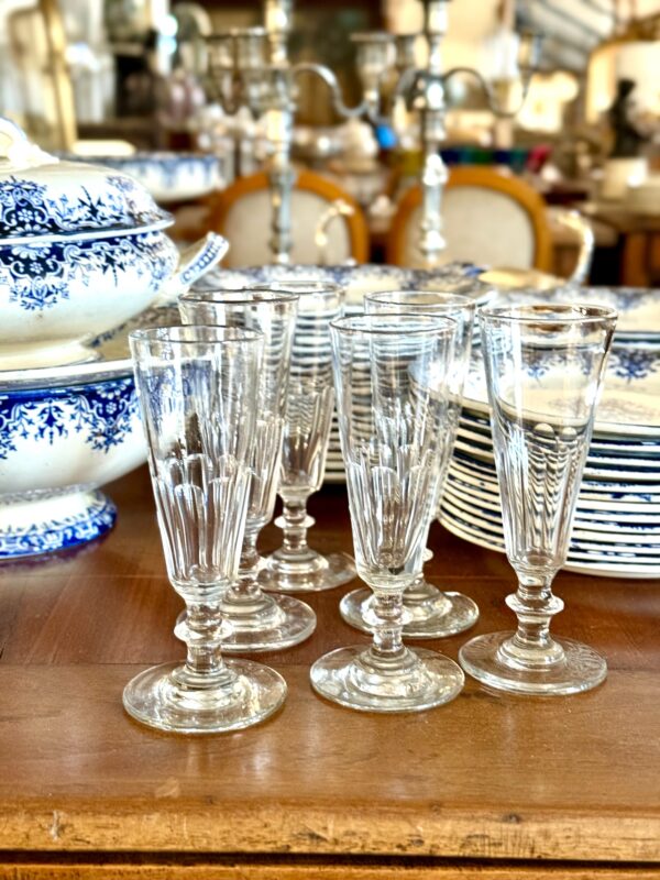 6 Champagne Crystal Glasses, Attributed to Baccarat, circa 1850 - Image 14