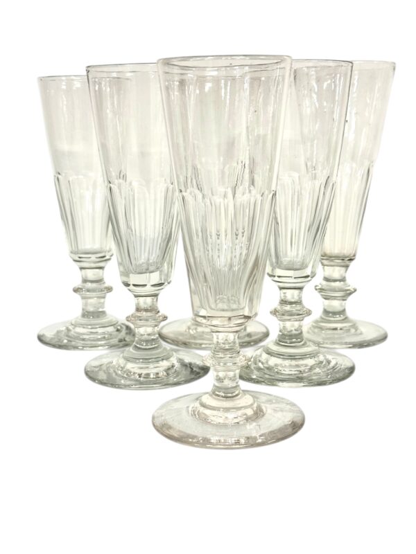 6 Champagne Crystal Glasses, Attributed to Baccarat, circa 1850