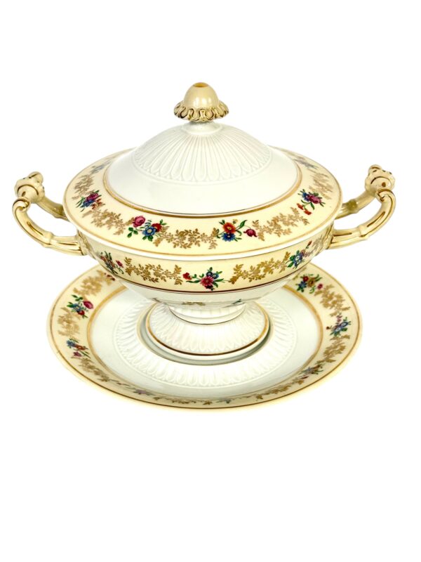 Antique French Limoges Bouillon Bowl by Raynaud & Cie, Swan Mark, c. 1895