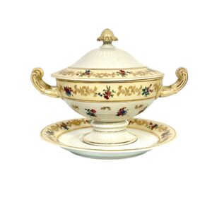 Antique French Limoges Bouillon Bowl by Raynaud & Cie, Swan Mark, c. 1895
