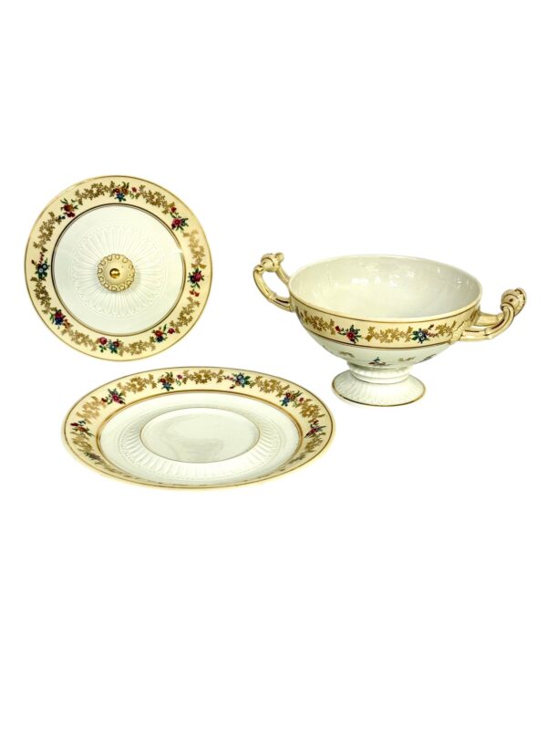 Antique French Limoges Bouillon Bowl by Raynaud & Cie, Swan Mark, c. 1895