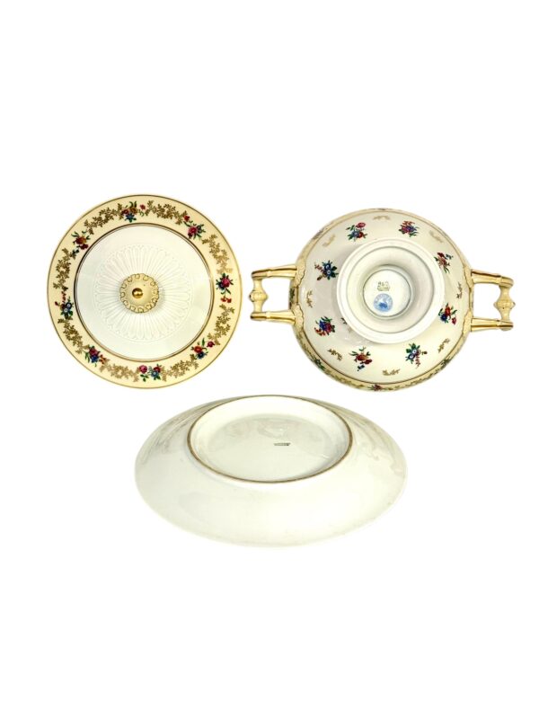 Antique French Limoges Bouillon Bowl by Raynaud & Cie, Swan Mark, c. 1895