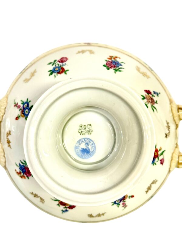 Antique French Limoges Bouillon Bowl by Raynaud & Cie, Swan Mark, c. 1895 - Image 8