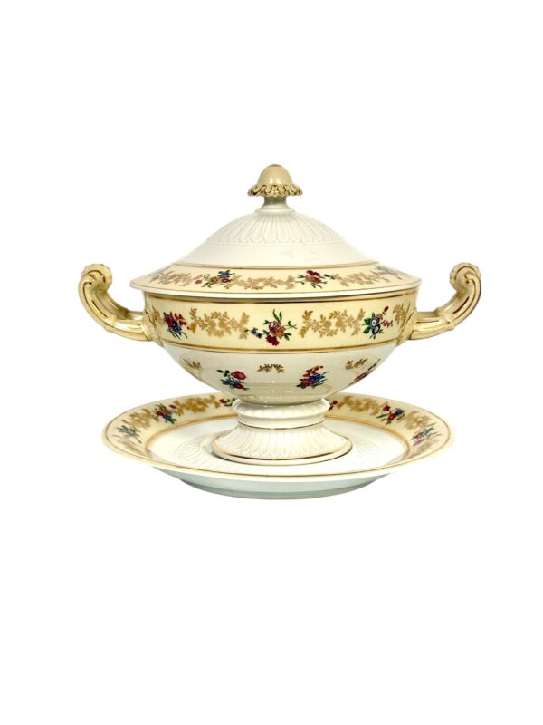 Antique French Limoges Bouillon Bowl by Raynaud & Cie, Swan Mark, c. 1895