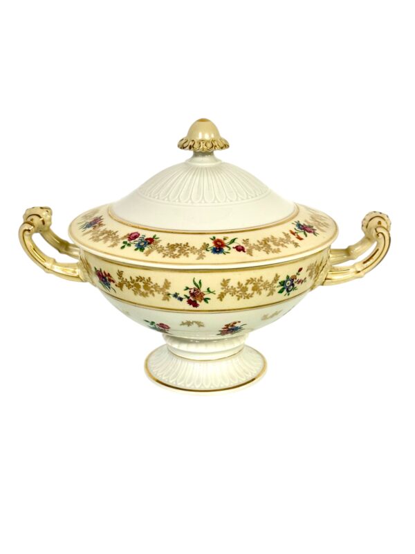 Antique French Limoges Bouillon Bowl by Raynaud & Cie, Swan Mark, c. 1895