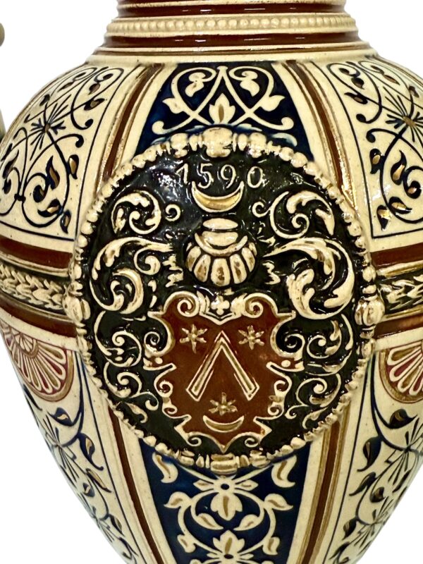Pair of 19th Century Renaissance Revival Faience Vases with Heraldic Crests