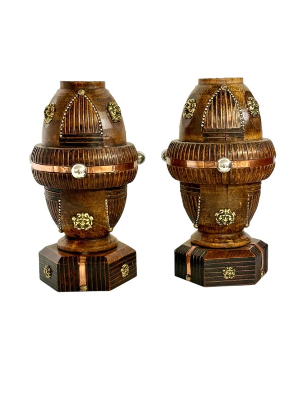 Pair of 19th Century French Folk Art Torchères with Gilt Brass Lion Heads - Image 2
