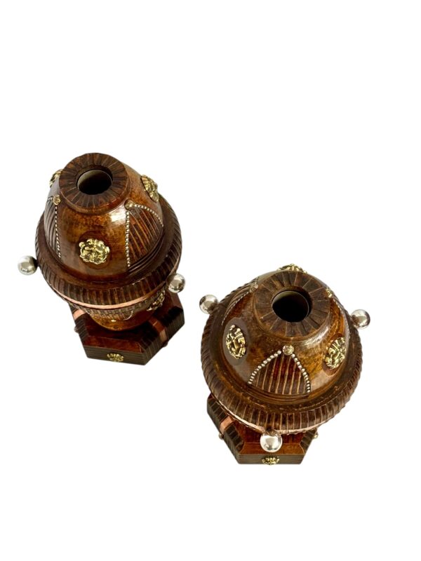 Pair of 19th Century French Folk Art Torchères with Gilt Brass Lion Heads