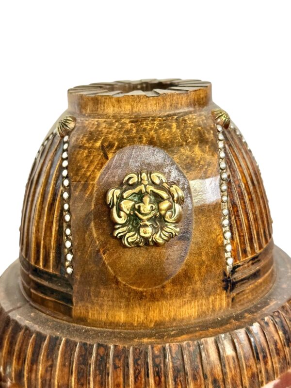 Pair of 19th Century French Folk Art Torchères with Gilt Brass Lion Heads - Image 3