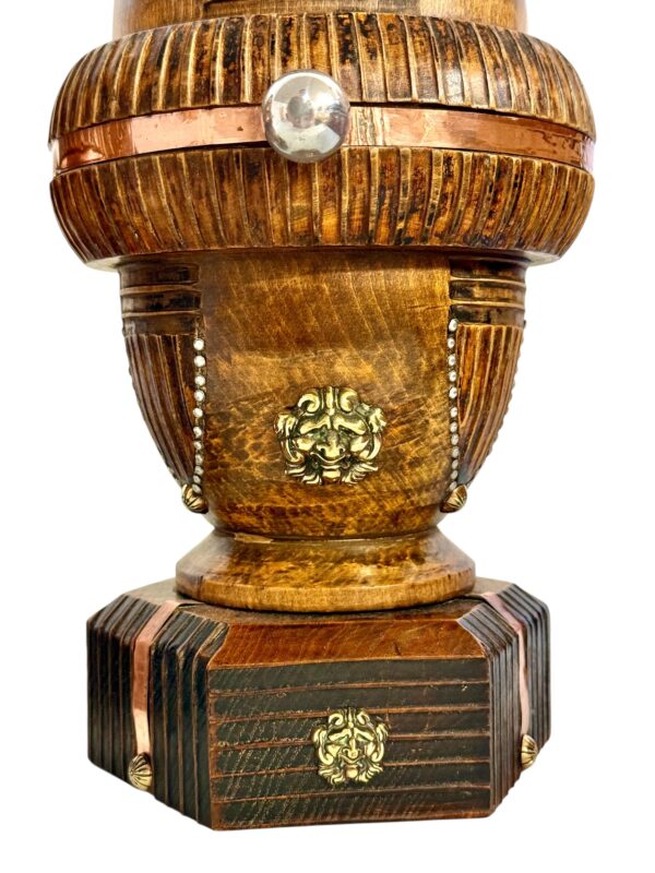Pair of 19th Century French Folk Art Torchères with Gilt Brass Lion Heads - Image 9
