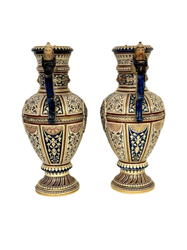 Pair of 19th Century Renaissance Revival Faience Vases with Heraldic Crests - Image 3