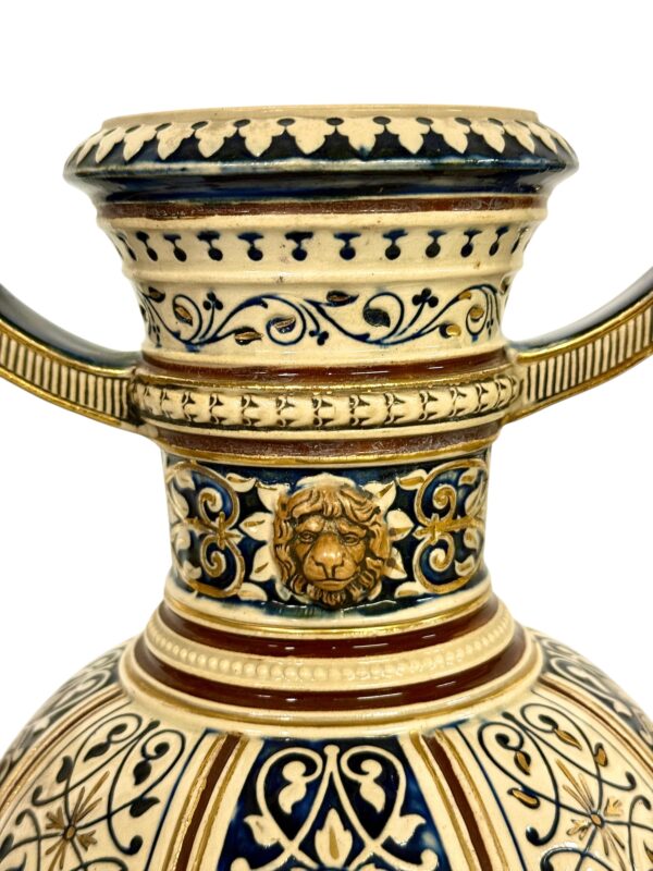 Pair of 19th Century Renaissance Revival Faience Vases with Heraldic Crests