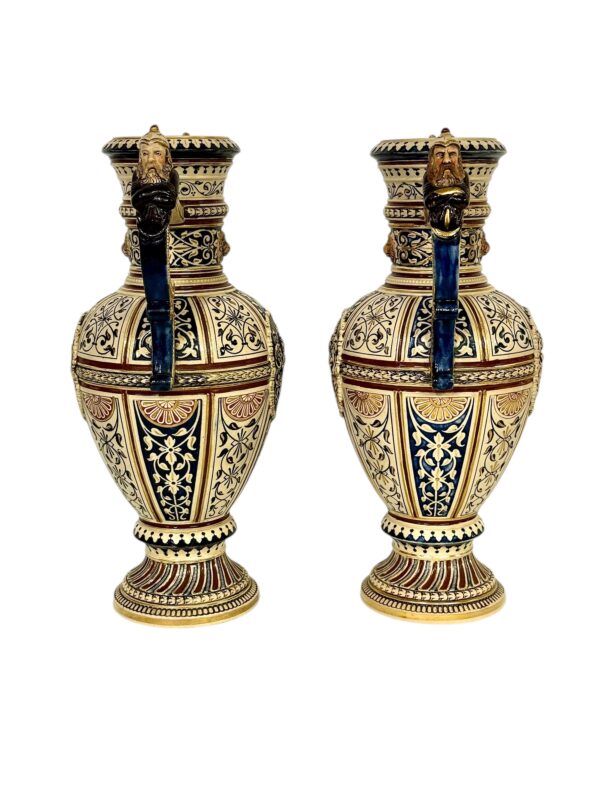 Pair of 19th Century Renaissance Revival Faience Vases with Heraldic Crests - Image 5