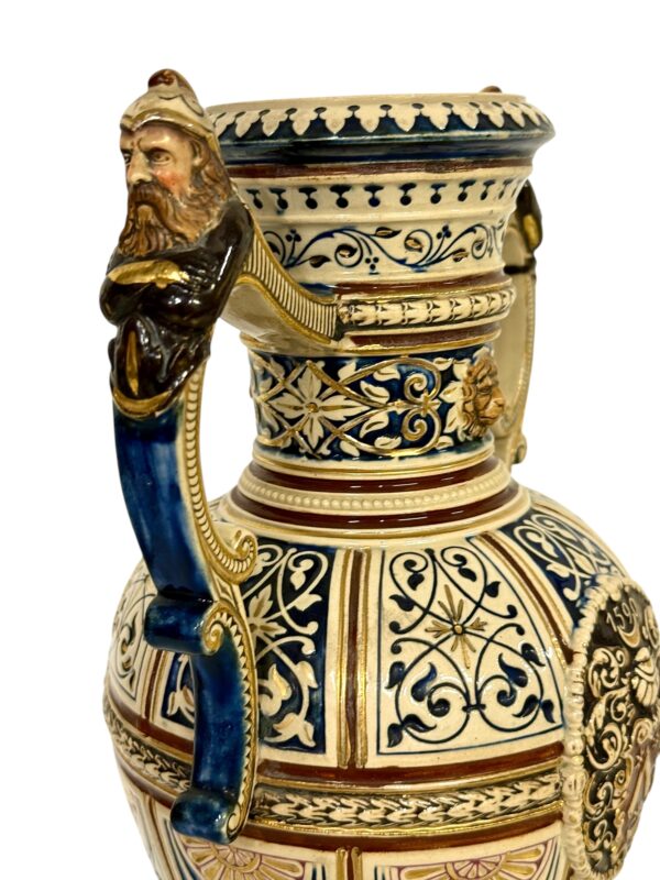Pair of 19th Century Renaissance Revival Faience Vases with Heraldic Crests