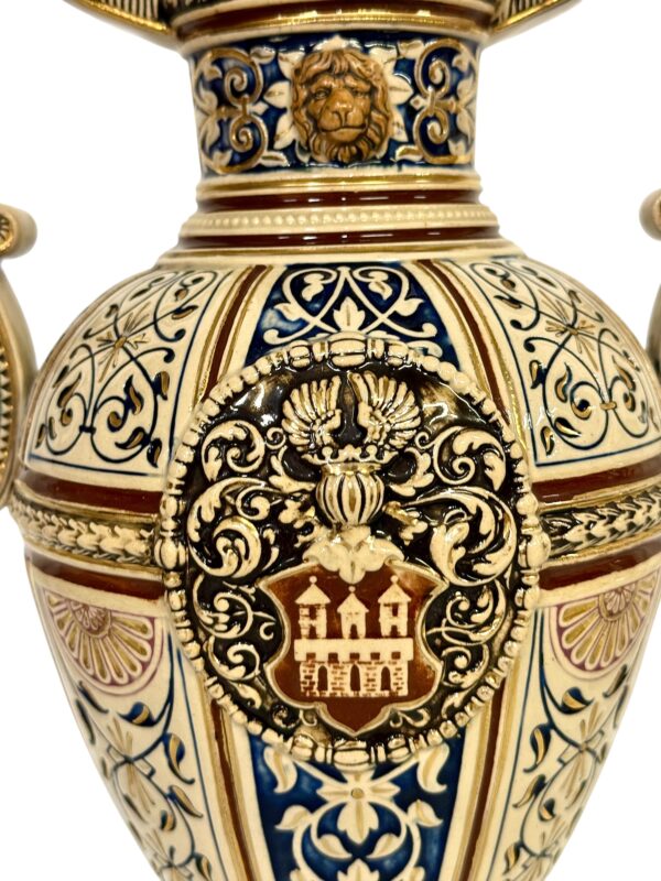 Pair of 19th Century Renaissance Revival Faience Vases with Heraldic Crests