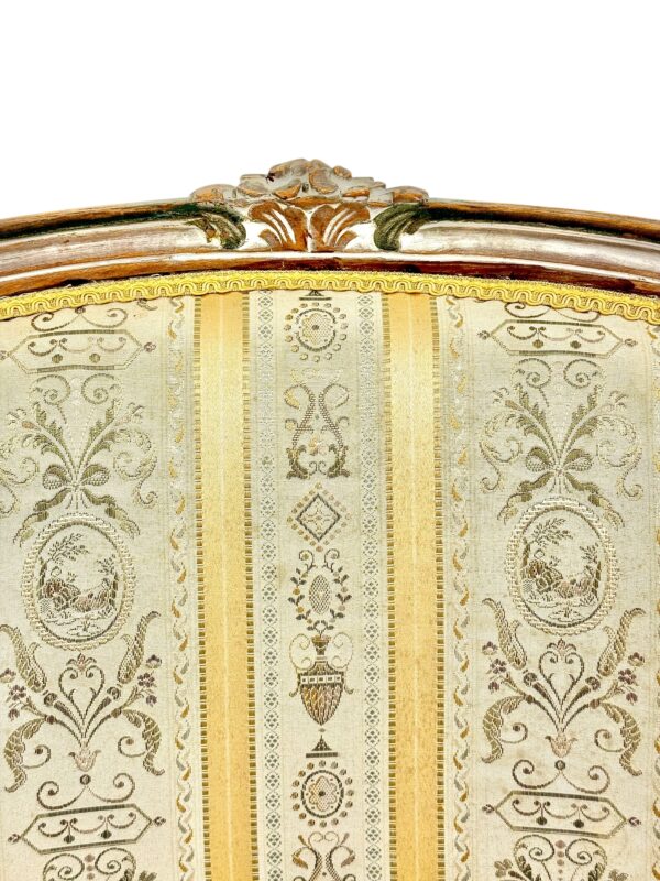 Pair of 19th c. French Louis XVI Style Bergères with Silk Blend Satin Upholstery