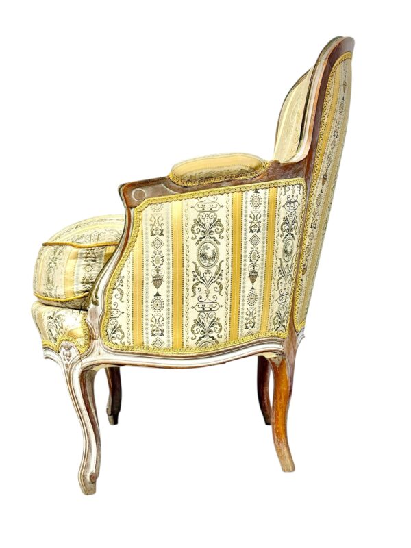 Pair of 19th c. French Louis XVI Style Bergères with Silk Blend Satin Upholstery