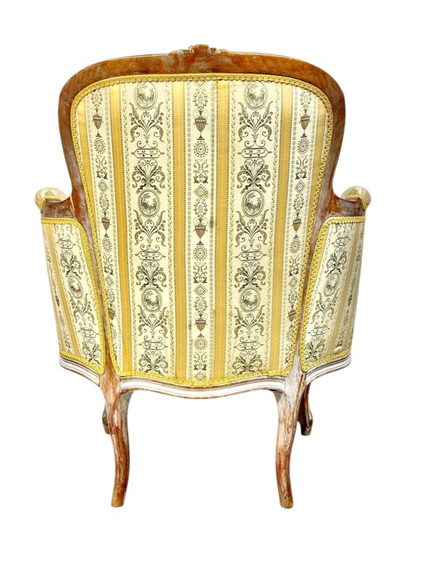 Pair of 19th c. French Louis XVI Style Bergères with Silk Blend Satin Upholstery - Image 14