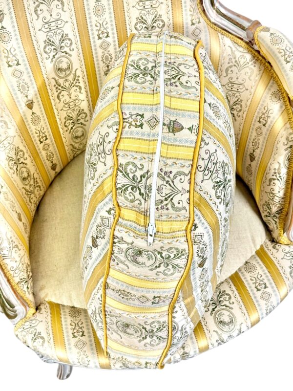 Pair of 19th c. French Louis XVI Style Bergères with Silk Blend Satin Upholstery - Image 21