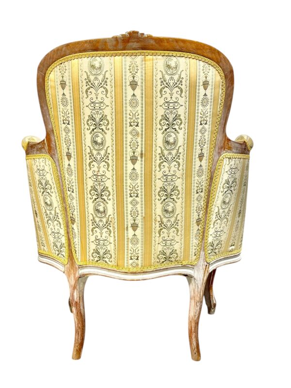 Pair of 19th c. French Louis XVI Style Bergères with Silk Blend Satin Upholstery