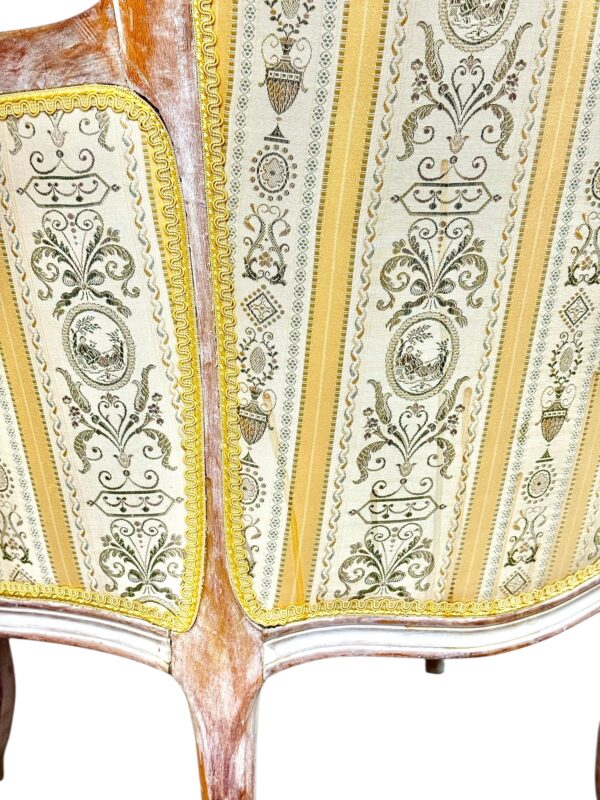 Pair of 19th c. French Louis XVI Style Bergères with Silk Blend Satin Upholstery