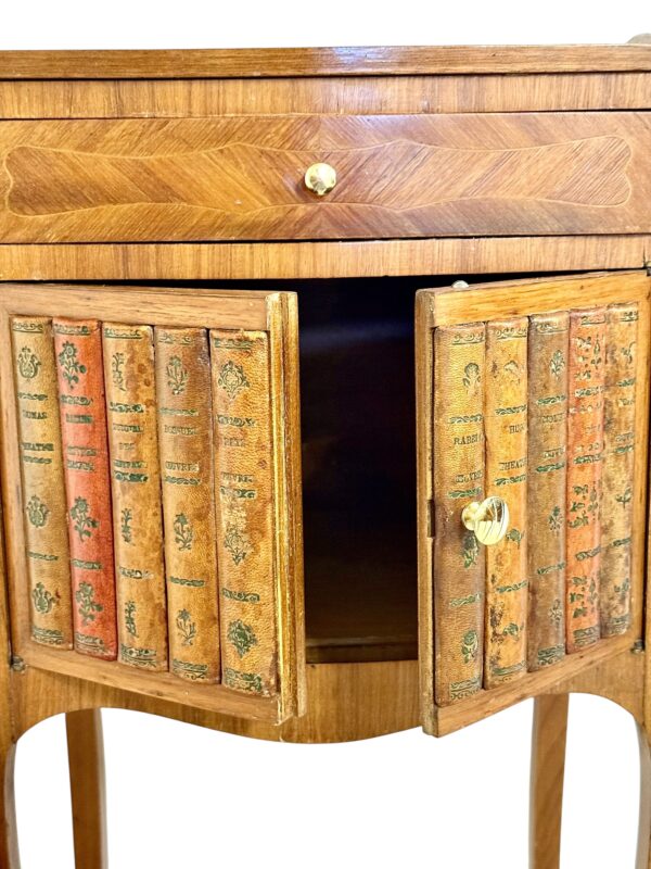 Pair of Louis XV Style Nightstands with Faux Book Front, 19th Century