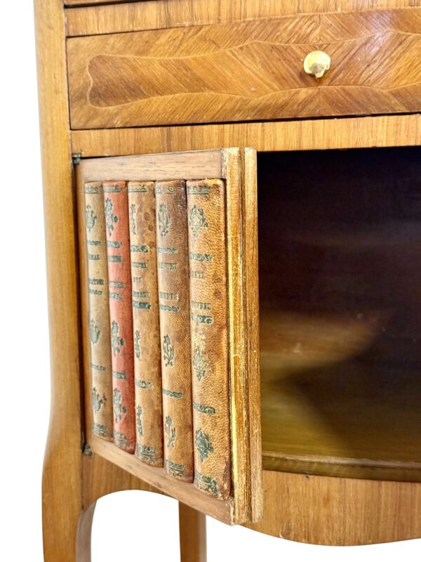Pair of Louis XV Style Nightstands with Faux Book Front, 19th Century