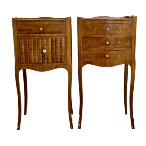 Pair of Louis XV Style Nightstands with Faux Book Front, 19th Century