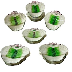 Set of 11 French Majolica Asparagus Plates by Sarreguemines, 19th Century