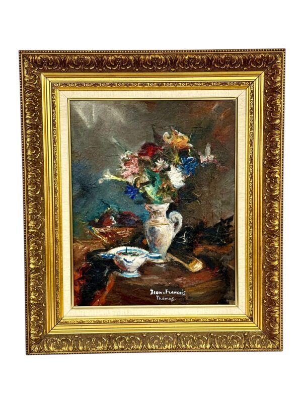 Vibrant Floral Still Life with Porcelain Bowl by Jean-François Thomas