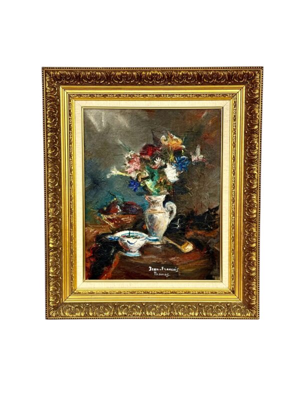 Vibrant Floral Still Life with Porcelain Bowl by Jean-François Thomas - Image 6