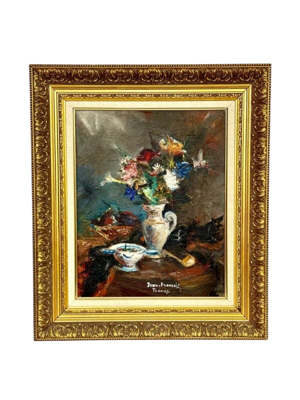 Vibrant Floral Still Life with Porcelain Bowl by Jean-François Thomas