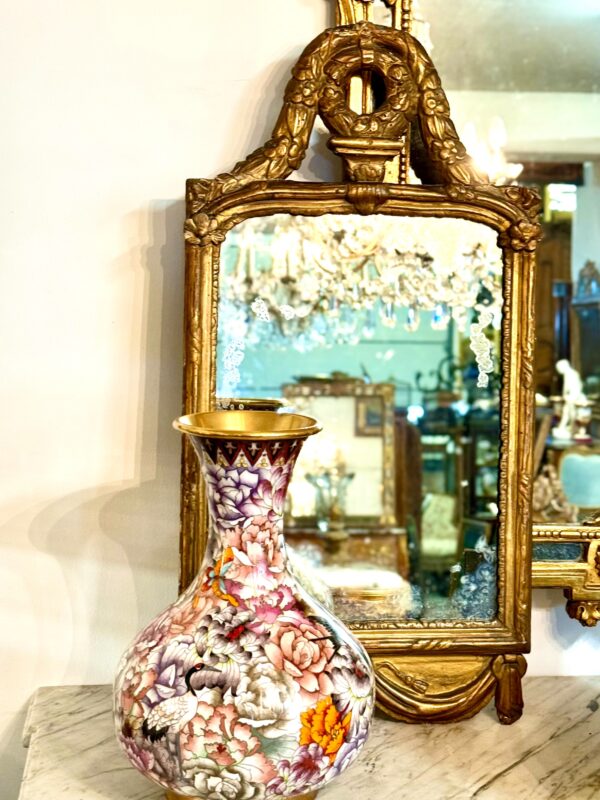 18th Century Louis XVI Giltwood Mirror with Laurel Crest and Draped Base - Image 4