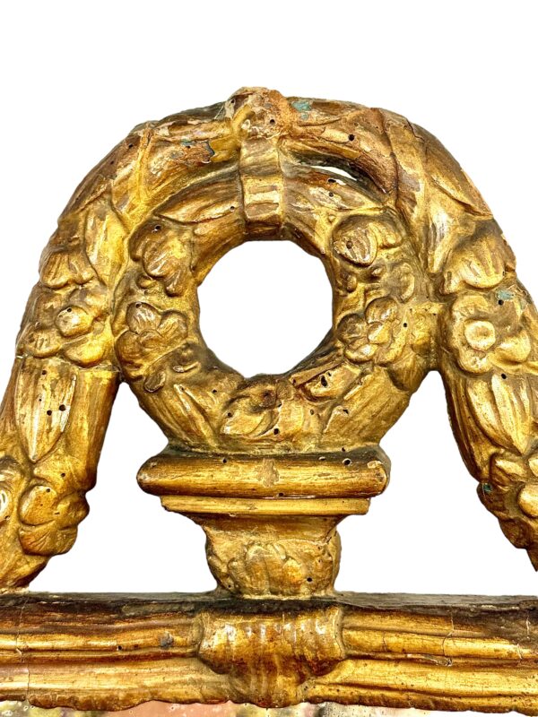 18th Century Louis XVI Giltwood Mirror with Laurel Crest and Draped Base - Image 10