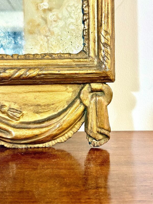 18th Century Louis XVI Giltwood Mirror with Laurel Crest and Draped Base - Image 12