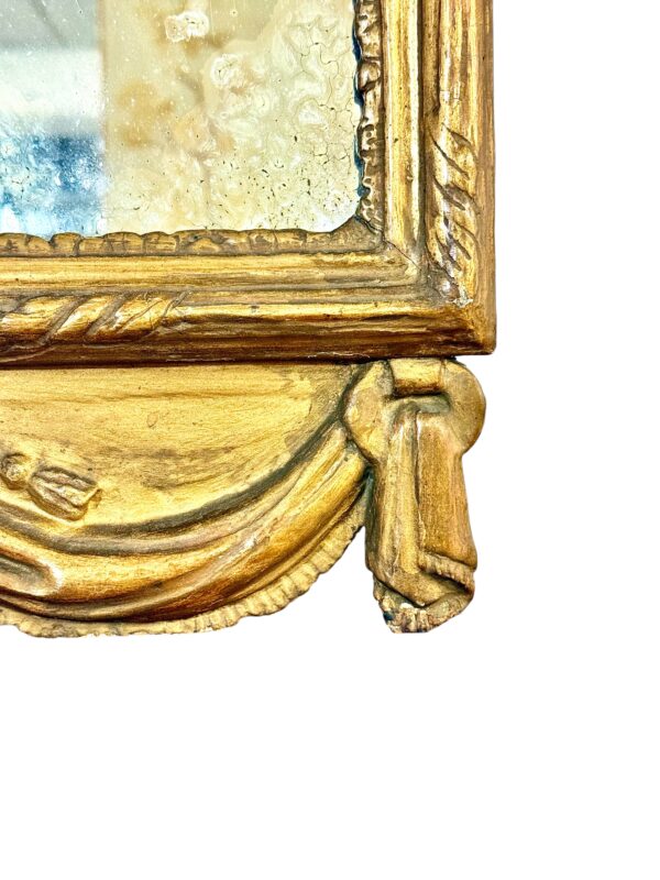 18th Century Louis XVI Giltwood Mirror with Laurel Crest and Draped Base - Image 16