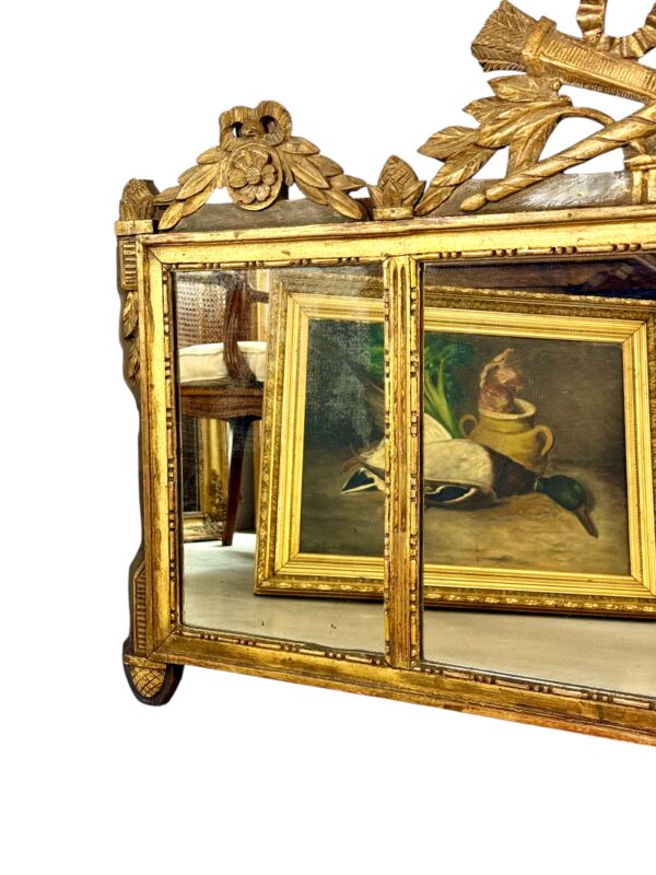 19th Century French Neoclassical Giltwood Wall Mirror with Crest