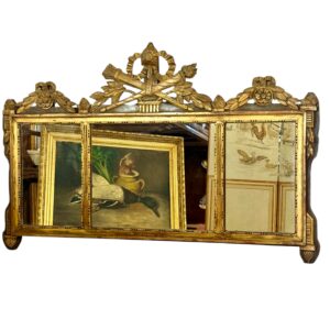 19th Century French Neoclassical Giltwood Wall Mirror with Crest