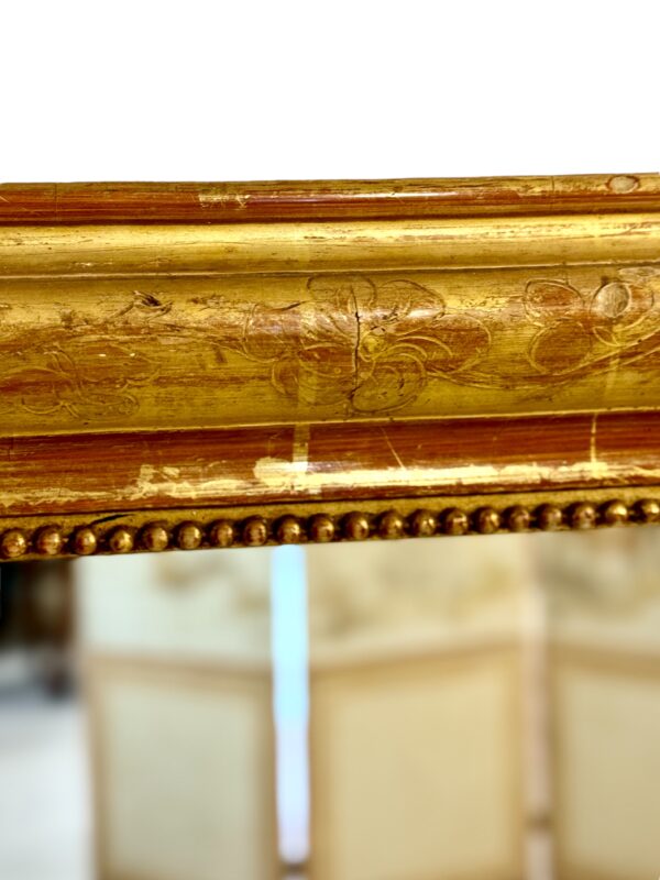 19th Century Louis Philippe Giltwood Mirror with Floral Details