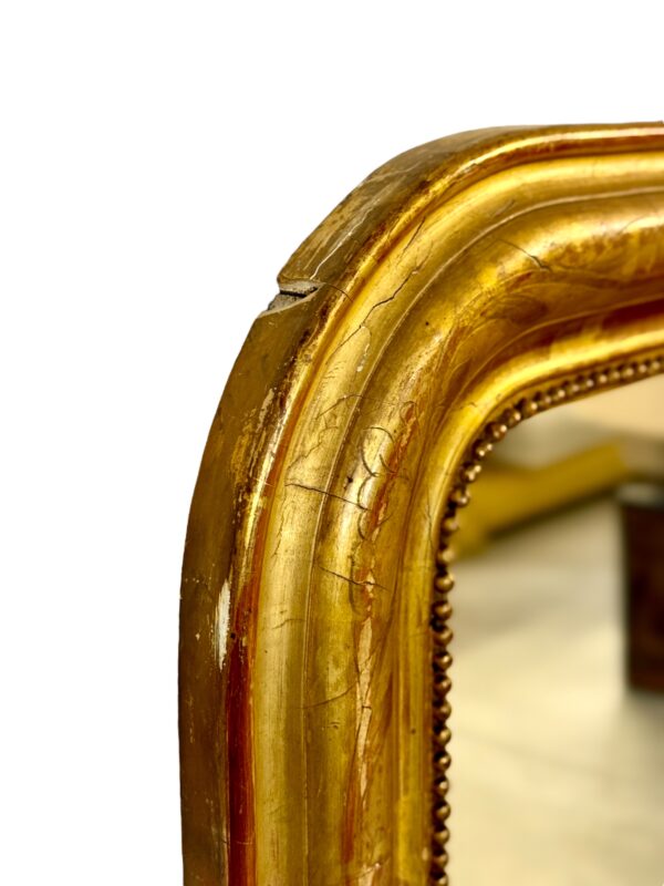 19th Century Louis Philippe Giltwood Mirror with Floral Details
