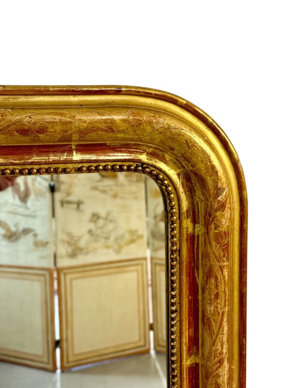 19th Century Louis Philippe Giltwood Mirror with Floral Details - Image 6