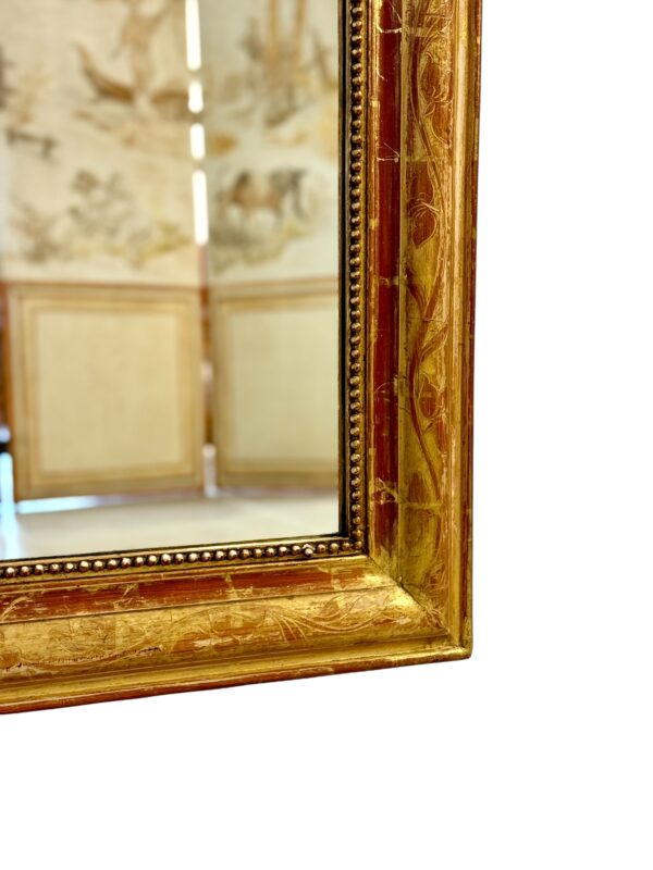 19th Century Louis Philippe Giltwood Mirror with Floral Details - Image 7
