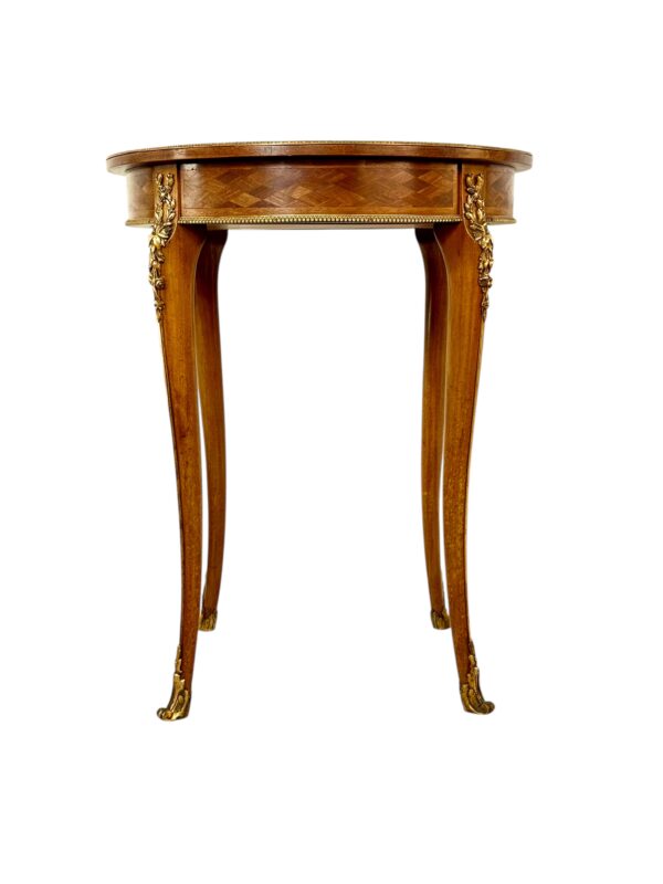 19th Century Louis XV Guéridon Table with Marquetry and Gilt Bronze