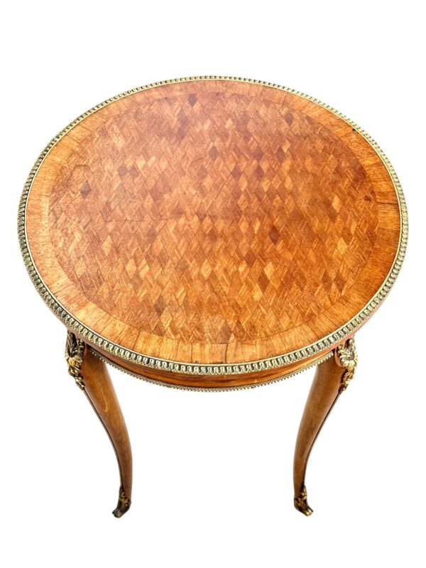 19th Century Louis XV Guéridon Table with Marquetry and Gilt Bronze