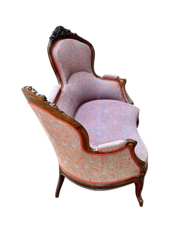 French Carved Walnut Sofa with Floral Upholstery, circa 1880 - Image 12