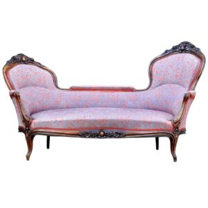 French Carved Walnut Sofa with Floral Upholstery, circa 1880
