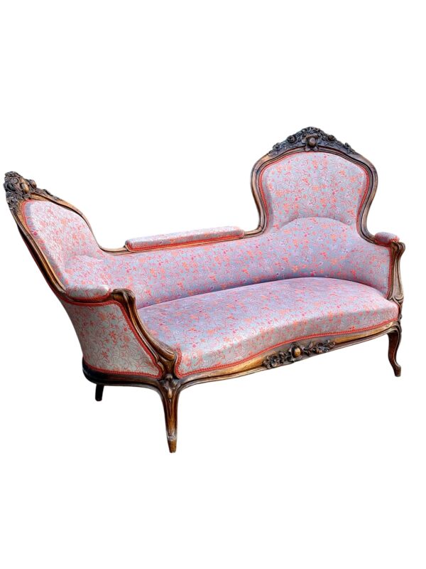 French Carved Walnut Sofa with Floral Upholstery, circa 1880 - Image 5