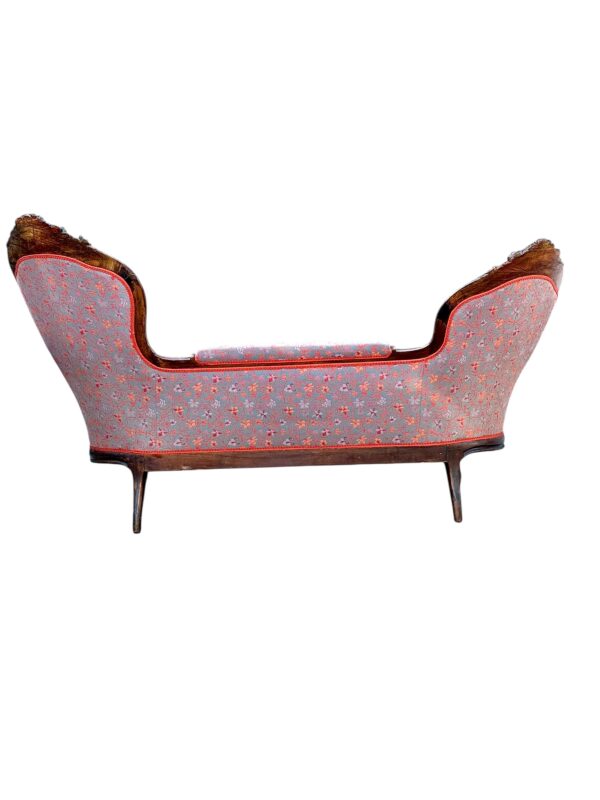 French Carved Walnut Sofa with Floral Upholstery, circa 1880