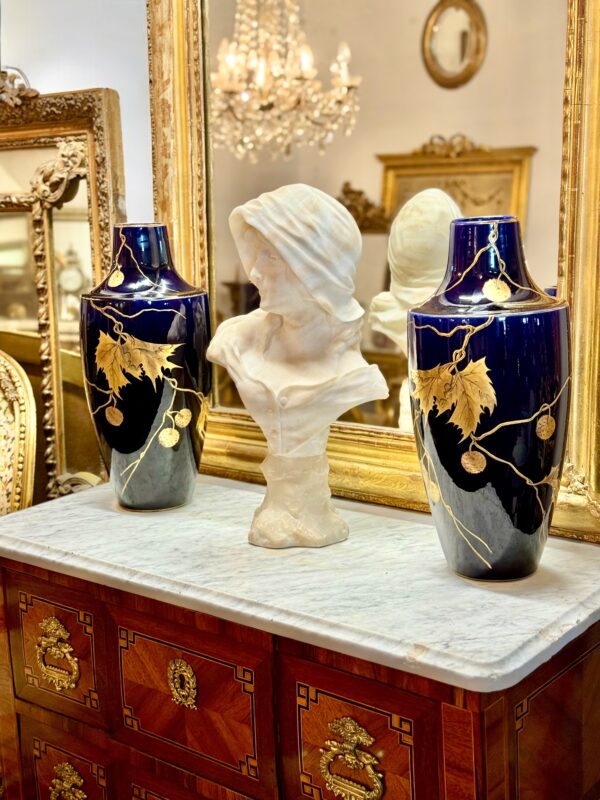 Large French Art Deco Faience Vases by Gustave Asch, circa 1920