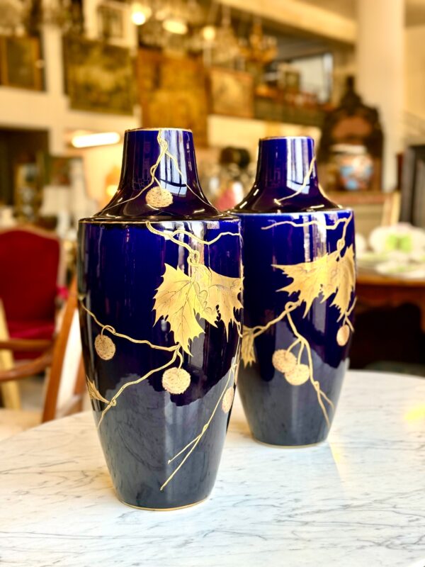 Large French Art Deco Faience Vases by Gustave Asch, circa 1920